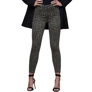 Good American Leopard-spotted High Waist Ankle Skinny Jeans Size 15